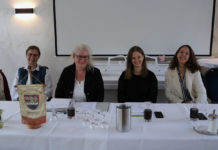 Kreisturnverband Steinburg: Kreisturntag 2022 in Itzehoe (v.l.n.r.) Stellvertretende Vorsitzende des KTV Steinburg, Jennifer Rehse-Behling, Maren Schümann (Vorsitzende), Anja Neumann (Kinderturnwartin) und Annouschka Fedder (Jugendturnwartin) Foto: Schomaker