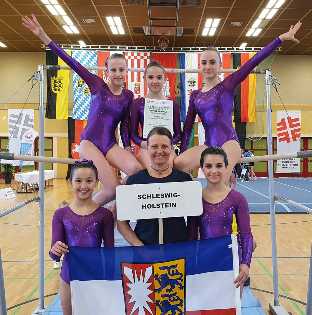 Jugend trainiert für Olympia Bundesfinale 2023_1 hinten von links: Carolin Völkel, Jule Hintz, Isabell Fölsch, vorn: Merle Lingner, Eike Biemann, Minu Weber