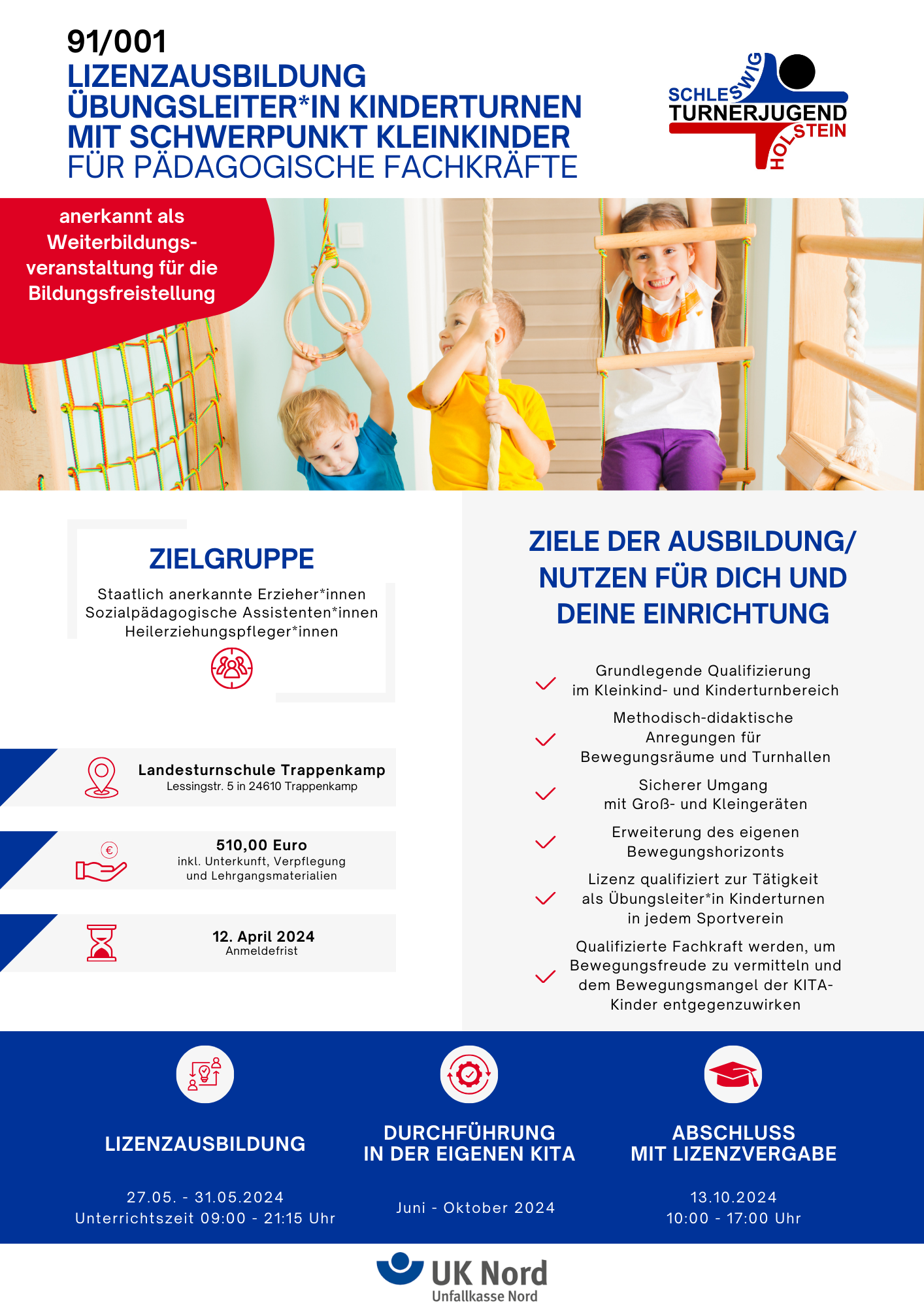 Lizenzausbildung „ÜbungsleiterIN Kinderturnen“ mit Schwerpunkt Kleinkinder für pädagogische Fachkräfte