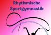 Plakat für einen Gymnastik-Wettkampf am 29.6.2025 mit Tänzerin und Band-Silhouette