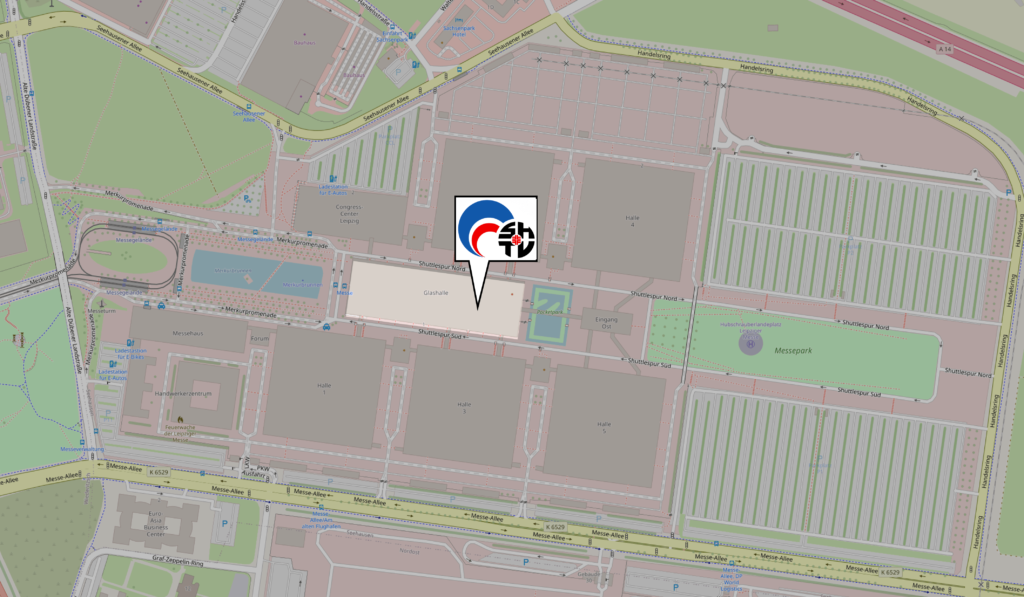 Lageplan der Leipziger Messe mit markiertem Standort