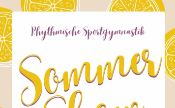 Plakat für eine rhythmische Sportgymnastik-Show am 26. Juli im Copernicus Gymnasium, Norderstedt