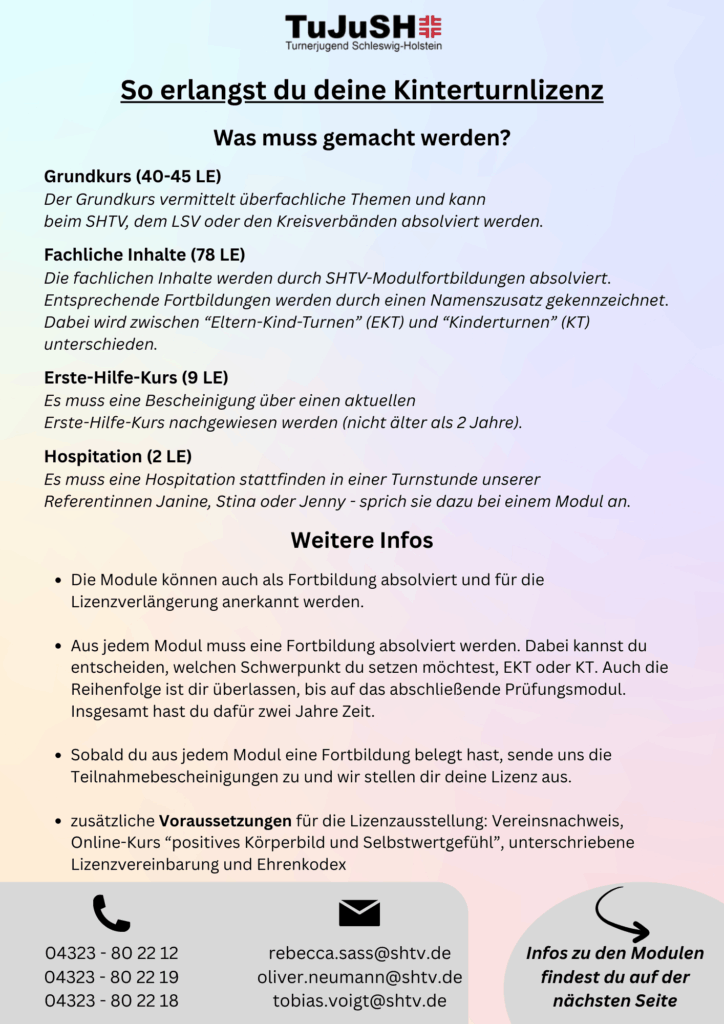 Infoplakat für die modularen Kinderturnlizenzen