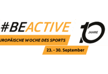 Logo zur #BEACTIVE-Woche: „10 Jahre Europäische Woche des Sports, 23.–30. September“.