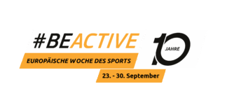 Logo zur #BEACTIVE-Woche: „10 Jahre Europäische Woche des Sports, 23.–30. September“.