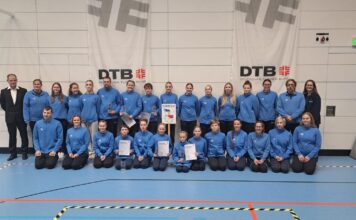 Teilnehmer*innen des Deutschland-Cup vom Rhönrad-Sport