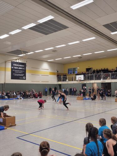Turnerinnen in Turnhalle