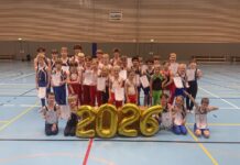 Landeseinzelmeisterschaft P-Stufen der Jugendturner 2026 Turner mit 2026 Luftballons in Turnhalle